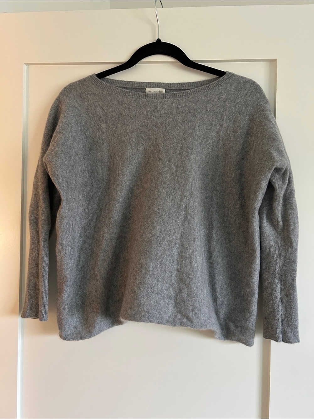 Garnet Hill Gray Women's Cashmere Boatneck Sweater